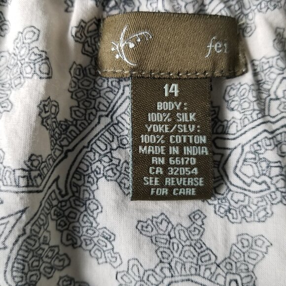 Anthropologie Fei Flores Silk Feminine Boho Peasant Embroidered Y2K Blouse Sz 14 - Picture 4 of 12